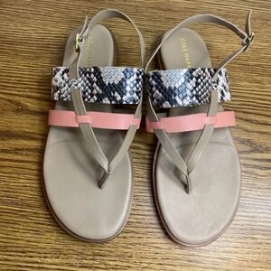 Cole Haan Women’s Beige Strappy Coral Sandals Size 6 Leather Snake Print